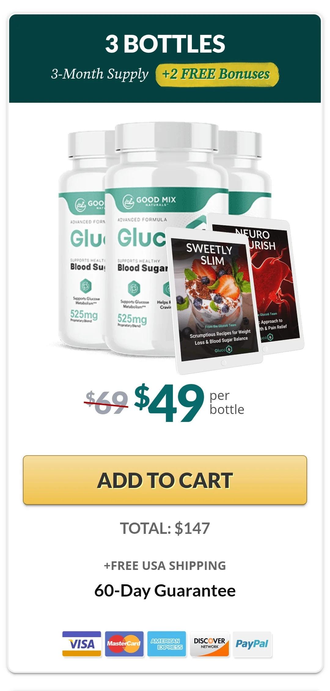 GlucoFlux™ 3 bottles pricing